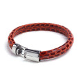 Spanisch Teen Boy Thin Pu Lederarmband, Druckknopf Red Python Snake Skin Lederarmband